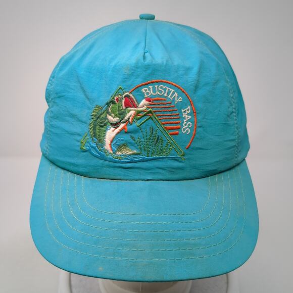 Bustin Bass Snapback Trucker Hat Blue One Size Embroidered P Brand Vintage USA - Picture 2 of 9